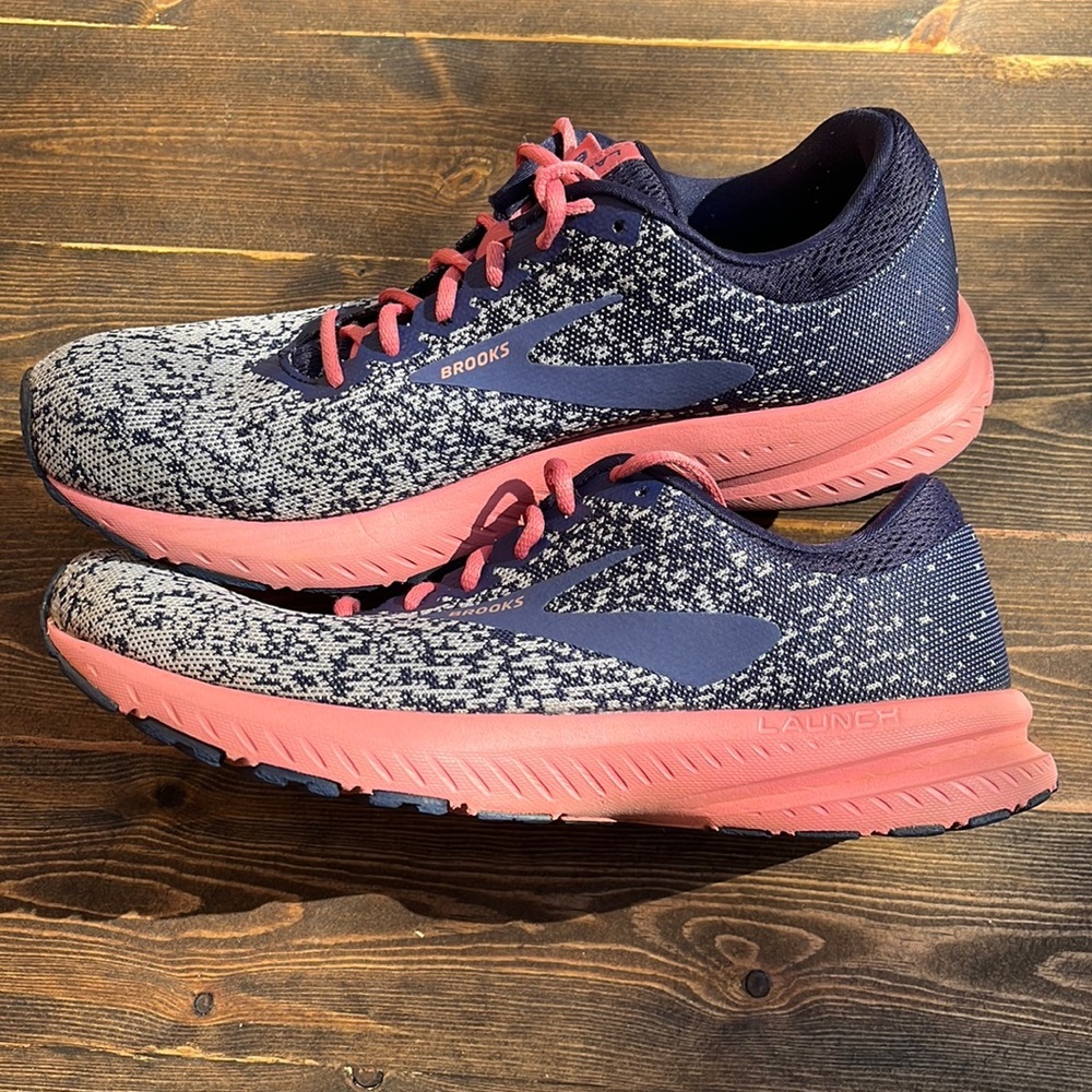 Brooks Blue and Pink Sneakers with Speckled Design